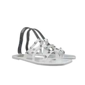 Dolce Vita Shoes Womens 6 Sandals Jelly Slides Casual Stud Flats White Shelly